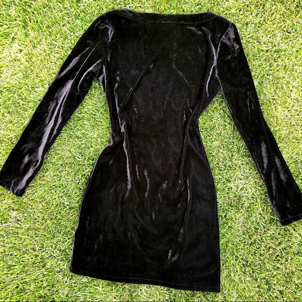 Black Velvet lace up mini dress - Picture 6 of 8